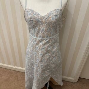 Cider Blue and Cream Floral pattern dress